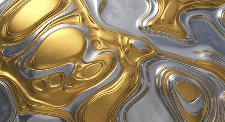 Liquid gold metallic background. 3d rendering, 3d illustration.