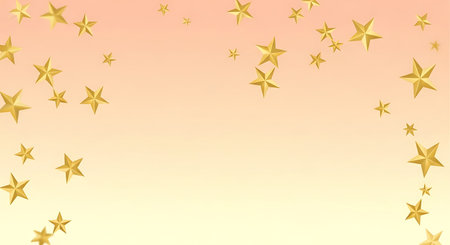 Golden Stars Confetti on Gradient Background. Vector Illustration.の写真素材