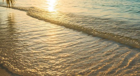 sunset on the beach in the tropics, sea and sand