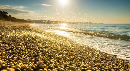 Sunset on the beach of the Adriatic Sea in Croatiaの写真素材