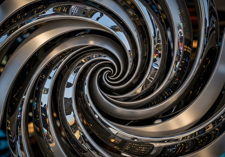 Abstract metal spiral background, 3d rendering. Computer digital drawing.の写真素材