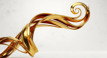 Abstract gold waves on a white background. 3d rendering, 3d illustration.