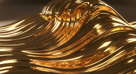 Gold abstract background, 3d render, 3d illustration, horizontalの写真素材