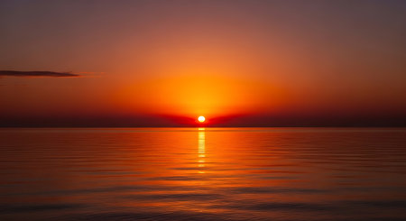 Beautiful sunset over the sea. Beautiful seascape. Nature composition.の写真素材
