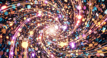 3d rendering of abstract particles with depth of field and bokehの写真素材