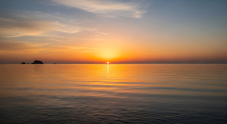 Sunset on the sea. Beautiful sunset over the sea. Natural background.の写真素材