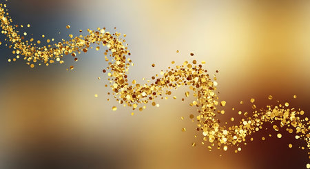 Gold glitter confetti on blurred background. Vector illustration for your designの写真素材
