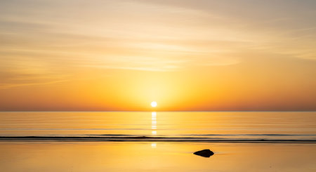 Beautiful sunset above the sea in the evening. Nature composition.の写真素材