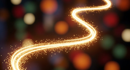 Abstract glowing lines with bokeh effect. 3D Renderingの写真素材
