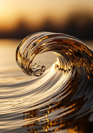 Water splashes on the surface of the lake. Shallow depth of field.