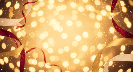 Close up of champagne flute with golden ornament.の写真素材