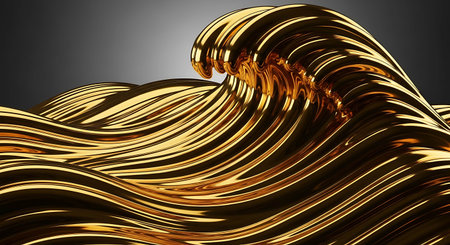 Aerial view of beautiful sandy beach with sunbeds and chaise lounges on the background of sea and blue sky.の写真素材