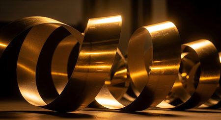 Closeup of metal spiral. Shallow depth of field. Toned.の写真素材