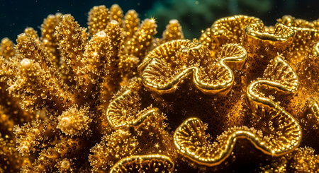 Close-up of a beautiful yellow sponges on a coral reefの写真素材