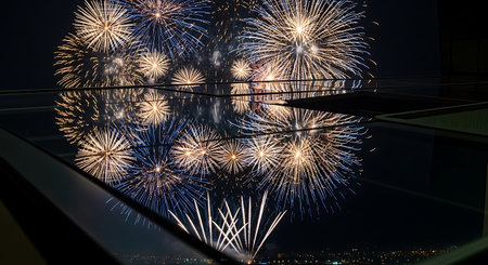 Fireworks display at hong kong 2017 new year festival.