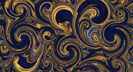 Blue and gold liquid texture. 3d rendering, 3d illustration.