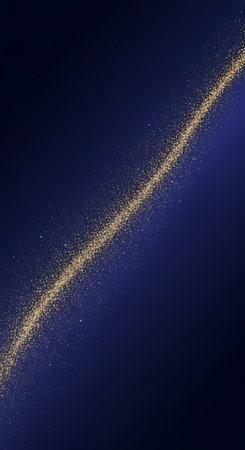Gold glitter on dark blue background. Golden dust trail. Vector illustrationの写真素材