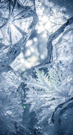 Frosty natural background. Ice texture close up. Winter background