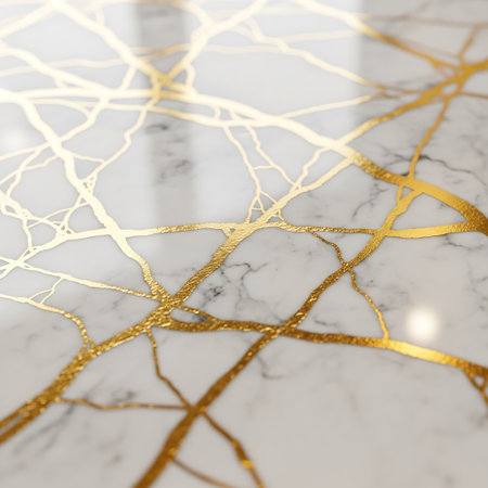 Marble background with golden lines. 3d rendering, 3d illustration.の写真素材