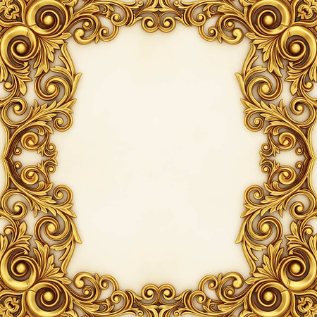 Vintage frame with gold ornament on old paper. Vector illustration.の写真素材