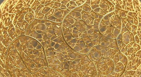 Abstract 3d rendering of geometric surface. Creative background with golden ornament.