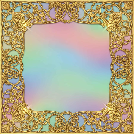 Vintage frame with golden ornaments on the gradient background.の写真素材