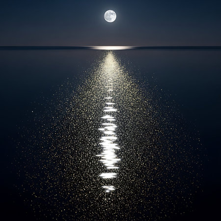 Full moon over the sea in the night. 3D illustration.の写真素材