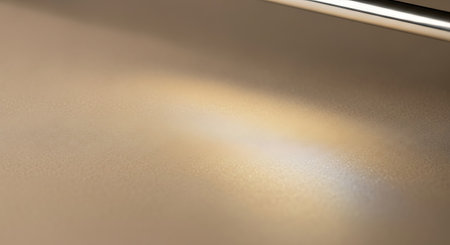 Close-up of a stainless steel plate with a light spot on it