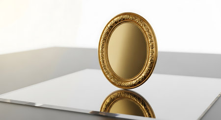 3d illustration of a golden frame on a white background with shadow