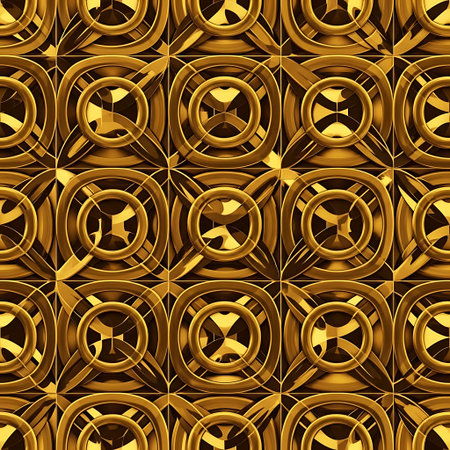 Seamless background pattern. Abstract geometric pattern in golden colors.の写真素材
