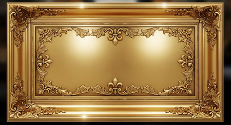 Gold frame with ornament on a black background. Computer generated graphics.