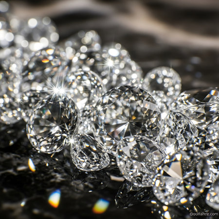 Close up of diamond on black background with bokeh effect.の写真素材