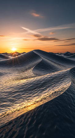 Sunset on the sand dunes. 3d render illustration.の写真素材