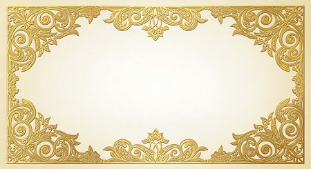 golden vintage frame on white background with copy space for your text