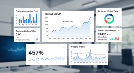 Business graphs and charts on a white background. 3d rendering.