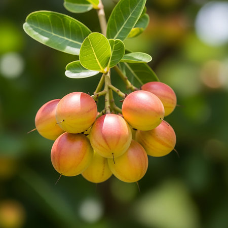 Carissa carandas, Carunda or Karonda fruit on tree