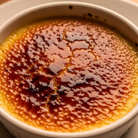 Creme brulee, French vanilla cream dessert with caramelized sugarの写真素材