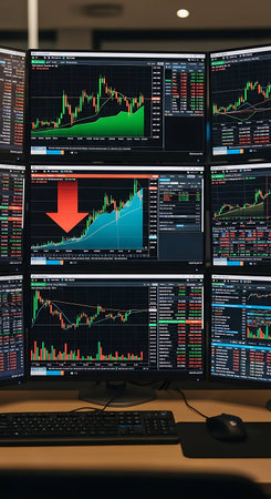 Stock market data on monitor. Stock market data on monitor. Stock market data on monitor screen....