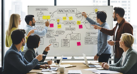 Startup Business Plan Strategy Diagram Brainstorming Meeting Working Concept