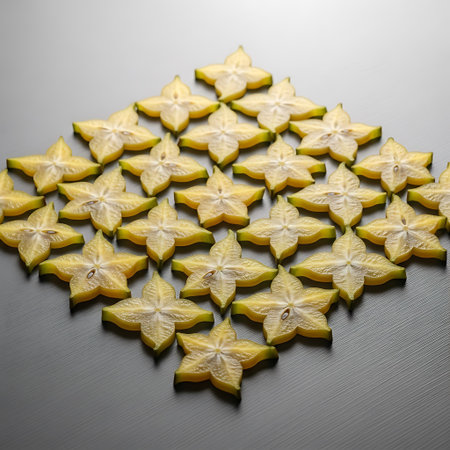 Star fruit on a dark background. The concept of a healthy lifestyle.の写真素材
