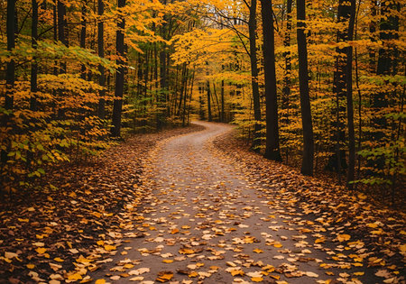 Autumn forest. Path in the autumn forest. Autumn forest.の写真素材