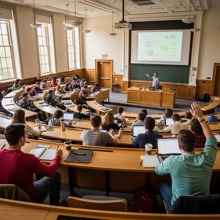 Seminar in the conference hall of Moscow State Universityの写真素材