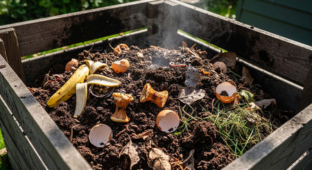 Freshly picked bananas in a wooden box on the ground