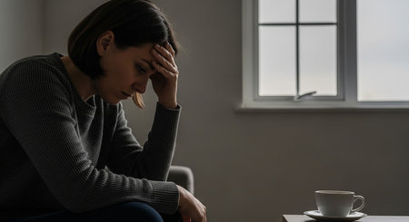 White wall clock in modern living room interior.の写真素材