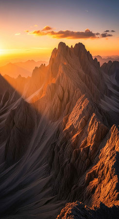 Sunset in the Dolomites mountains, Italy. Panoramaの写真素材