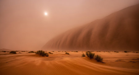 Sunset over the sand dunes of the Sahara desert in Moroccoの写真素材