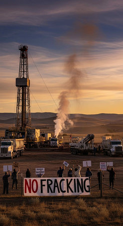Drilling rig in the middle of the Sahara desert, Morocco.