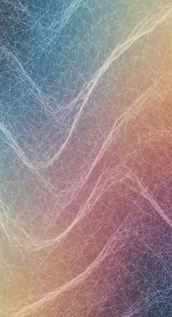 Abstract background with lines and dots in blue, pink and yellow colorsの写真素材