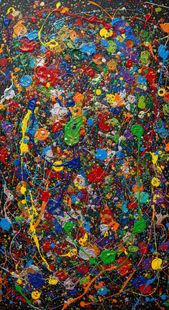 multicolored confetti on a black background, top view, close-upの写真素材