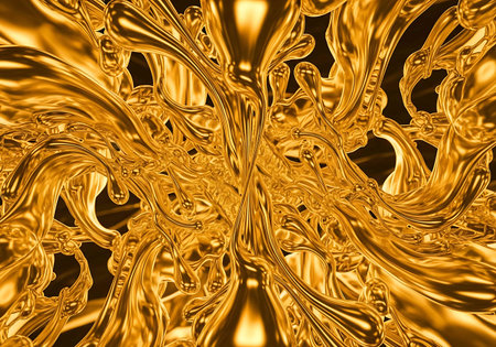 Abstract gold background. Fantasy fractal texture. Digital art. 3D rendering.の写真素材